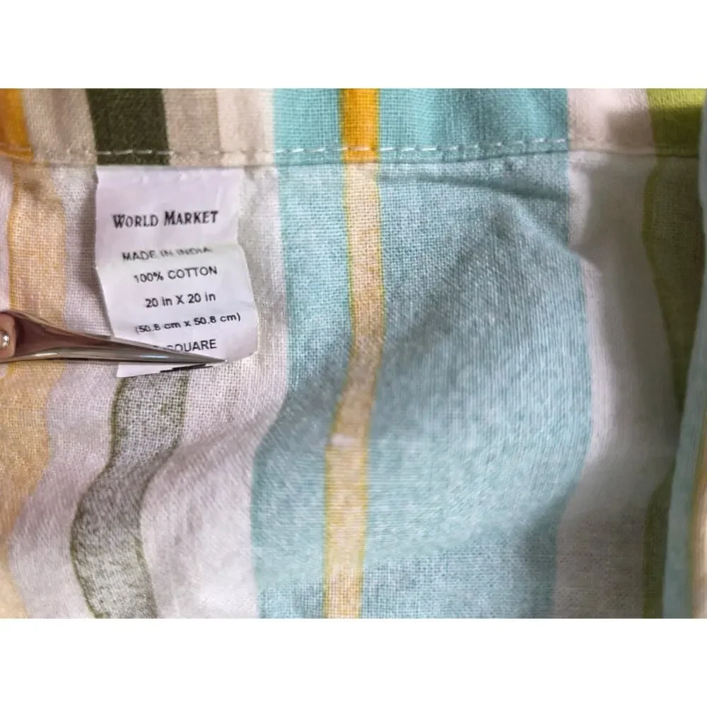 WORLD MARKET Cotton Multicolor Stripe Dinner Napkin Set of 4 *See photo